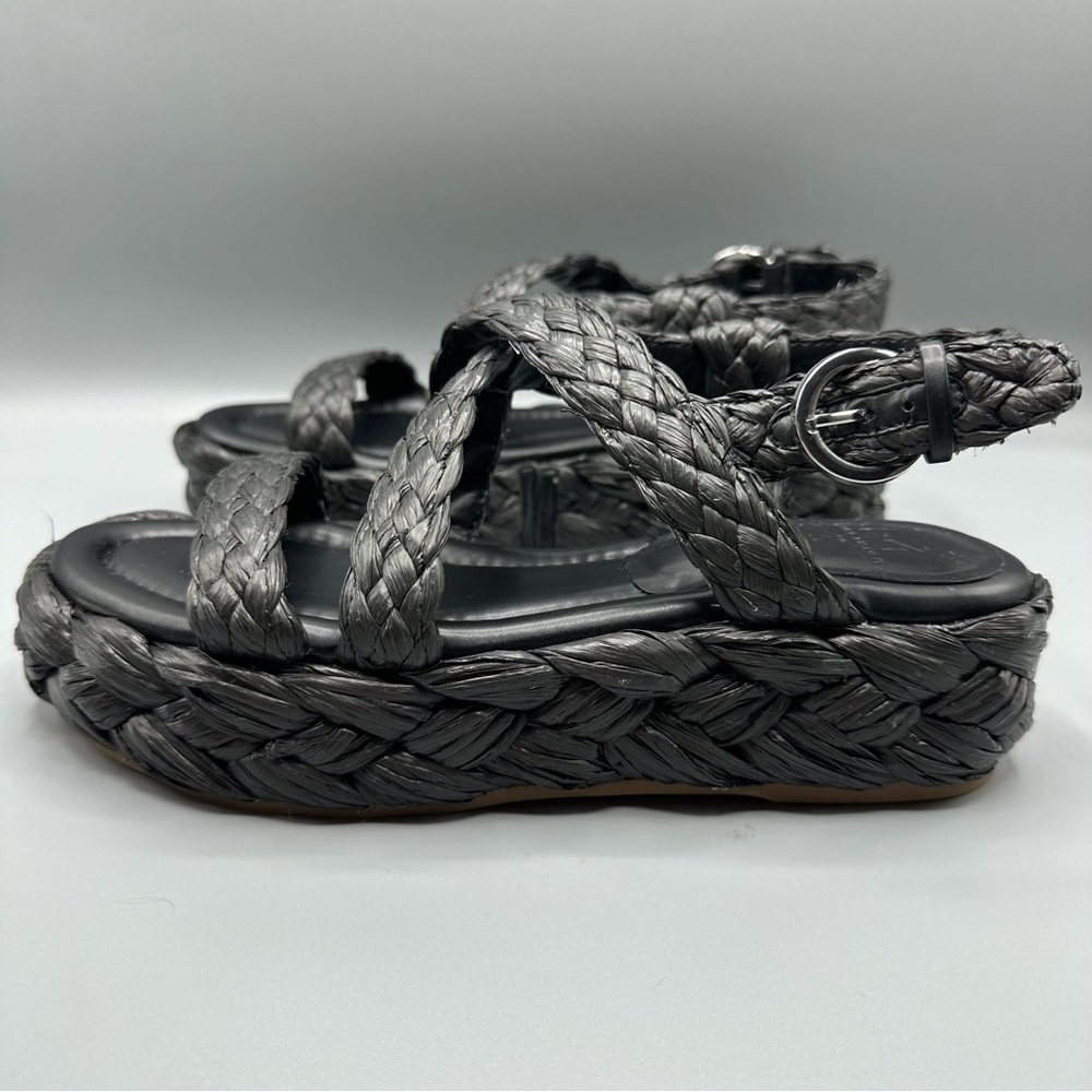 Marc Fisher Braided Espadrille Platform Sandals  Women’s  Size 7M Black